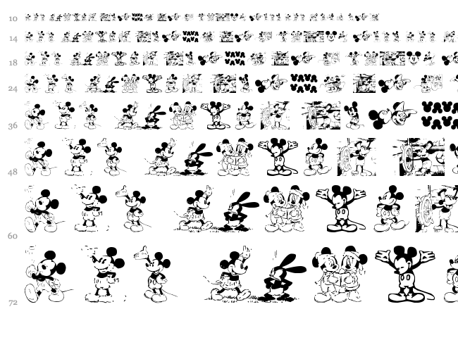 Mickey Vintage font waterfall